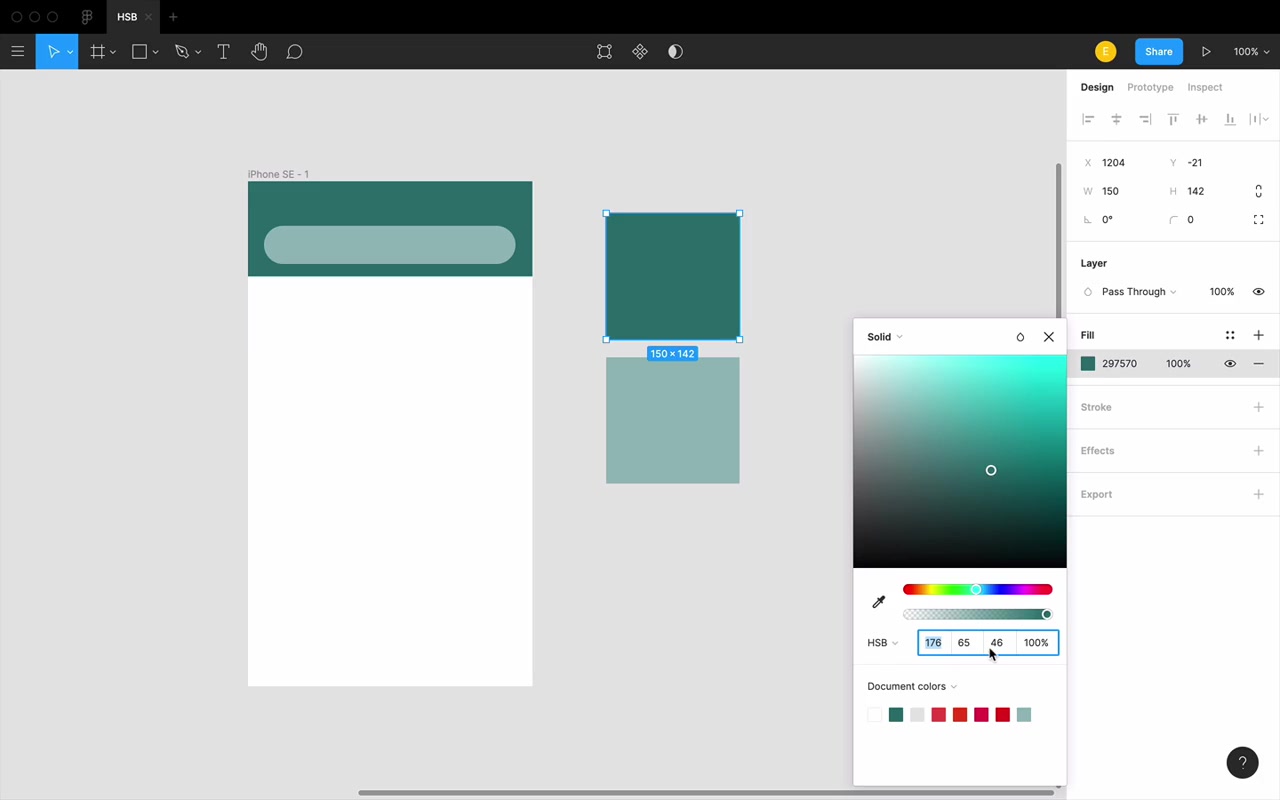 White overlay vs black overlay at 50% opacity — adding white moves up-left in the picker, adding black moves straight down