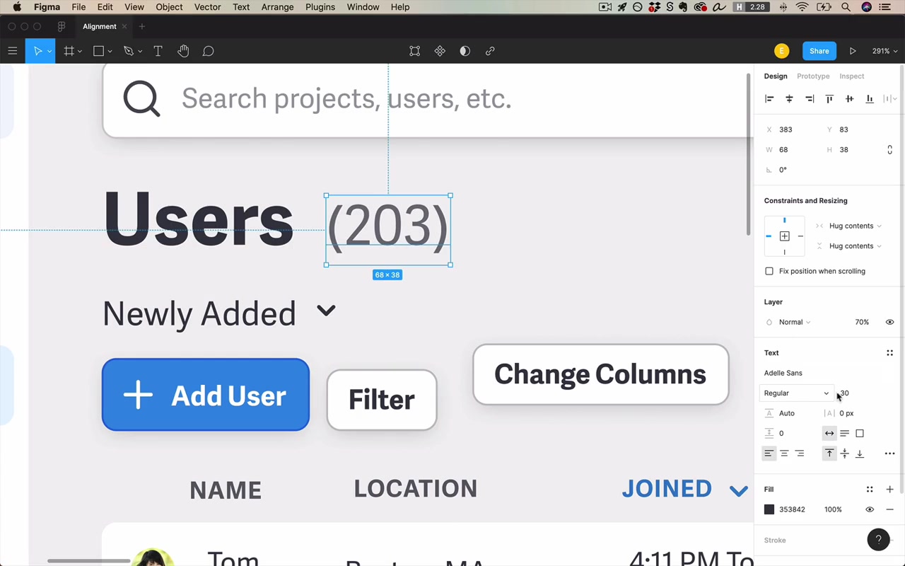 Baseline alignment between different text sizes