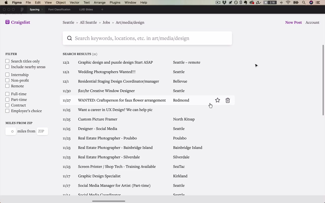 Final Craigslist redesign — sidebar hierarchy visible; internal spacing within each filter group is always less than spacing between groups, recursively