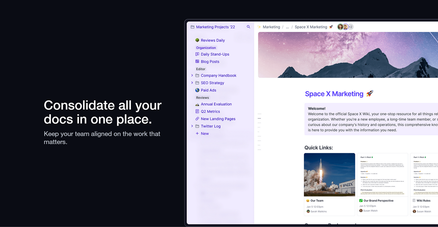 Consolidate — text left, product screenshot right