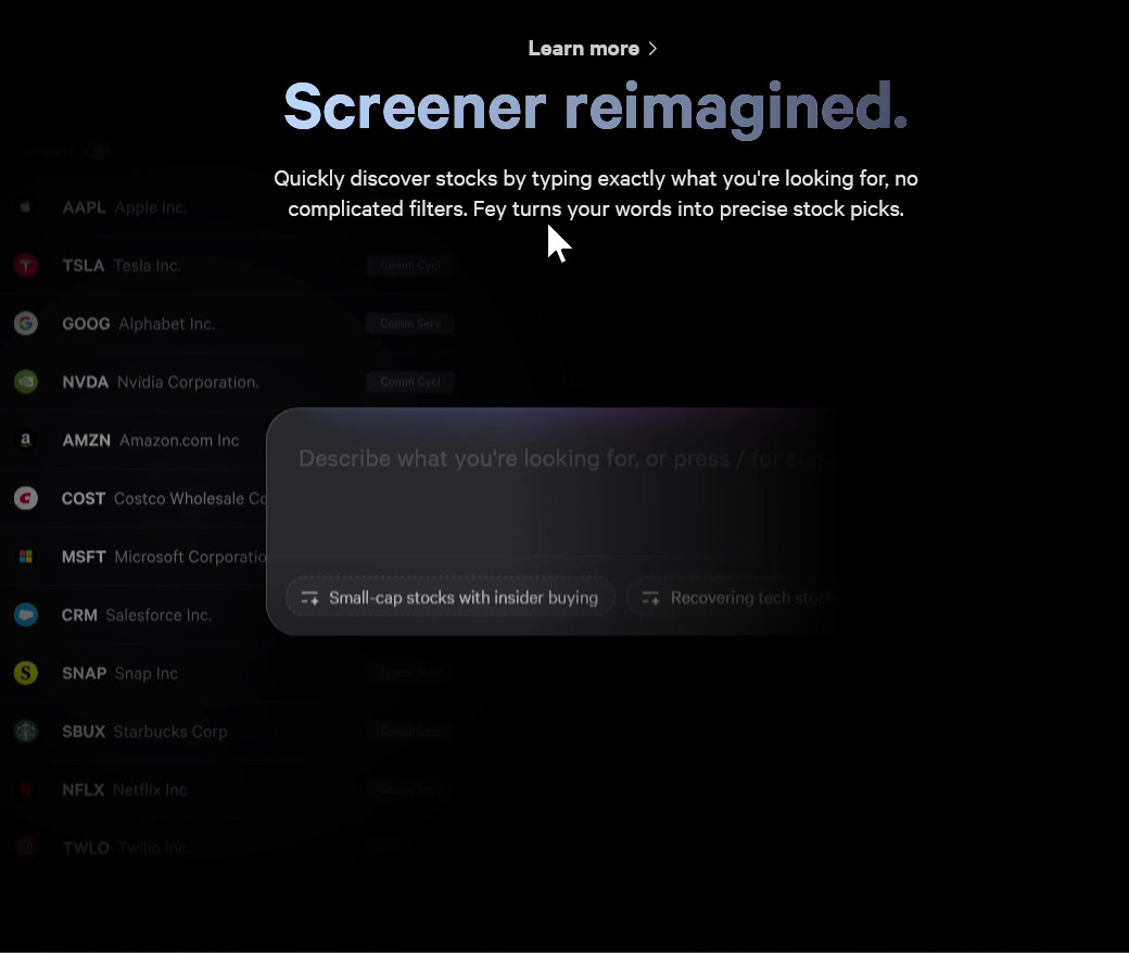 Screener — empty search state