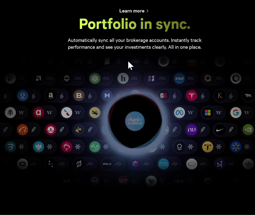Broker carousel — Charles Schwab active, blue ring