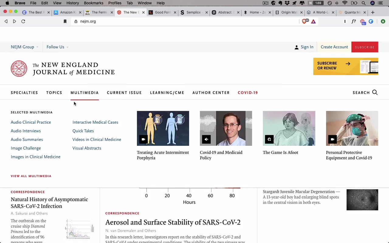NEJM with its real serif fonts restored — immediately looks considered, professional, and trustworthy