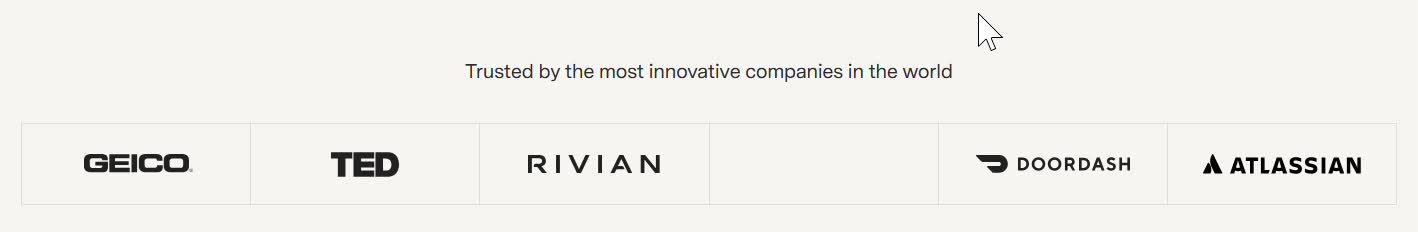 Logo ticker — Atlassian in last slot, others stable
